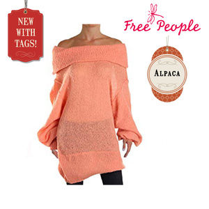 Free People Coral Cowl Neck Sweater